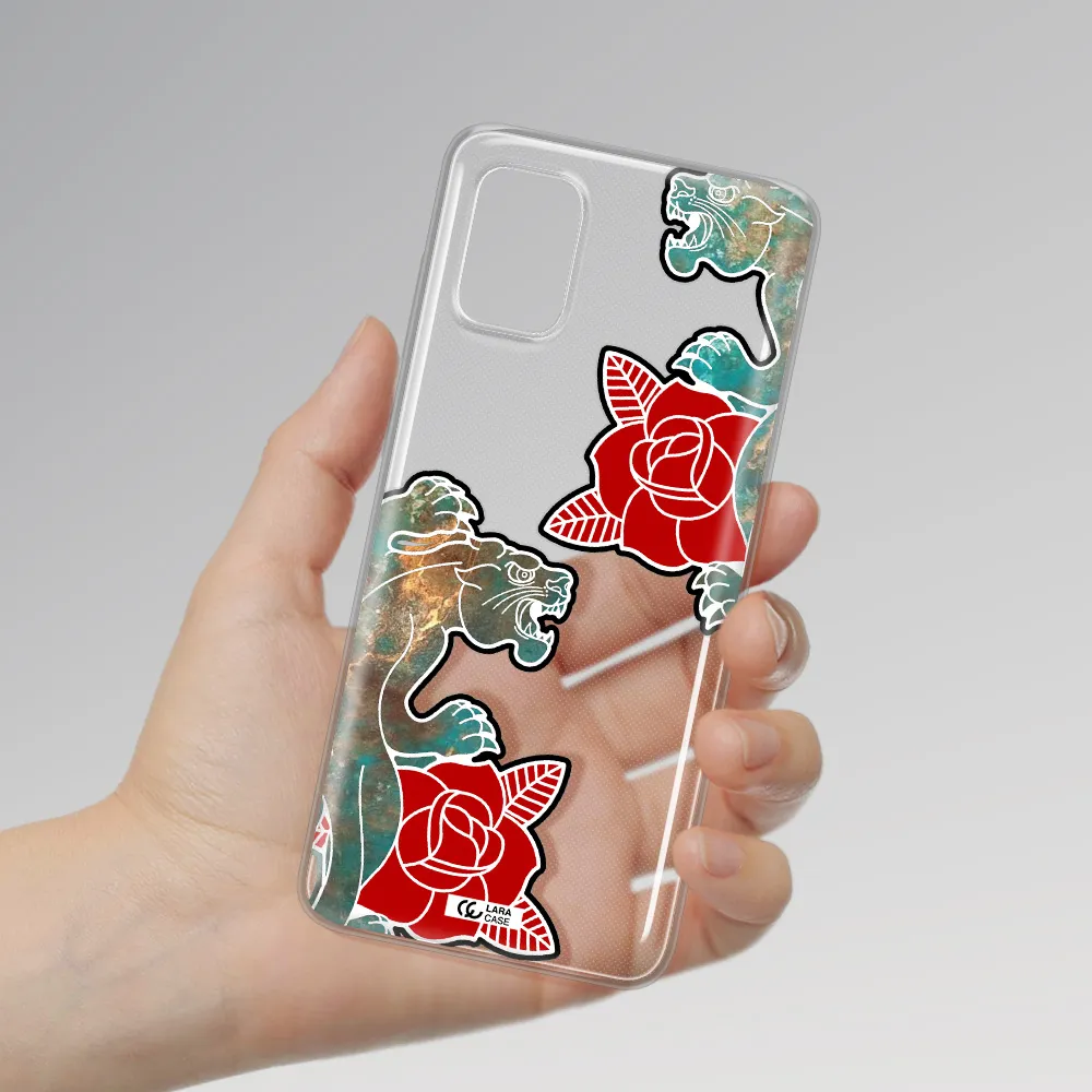 Black Panther Roses Samsung A31 Clear TPU Case