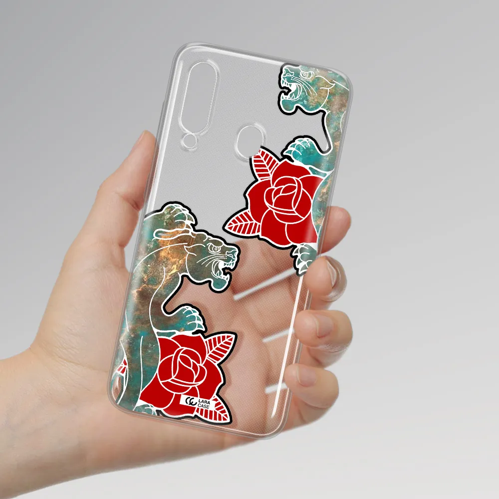 Black Panther Roses Samsung A60 Clear TPU Case