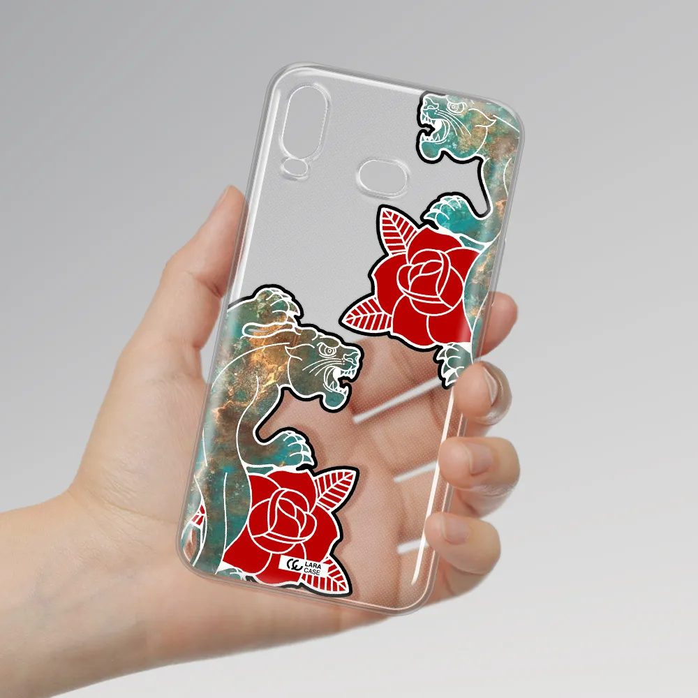 Black Panther Roses Samsung A6S Clear TPU Case