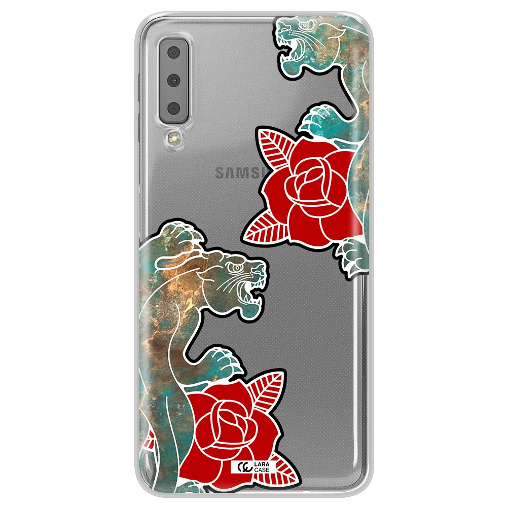 Black Panther Roses Samsung A7 2018 Clear TPU Case