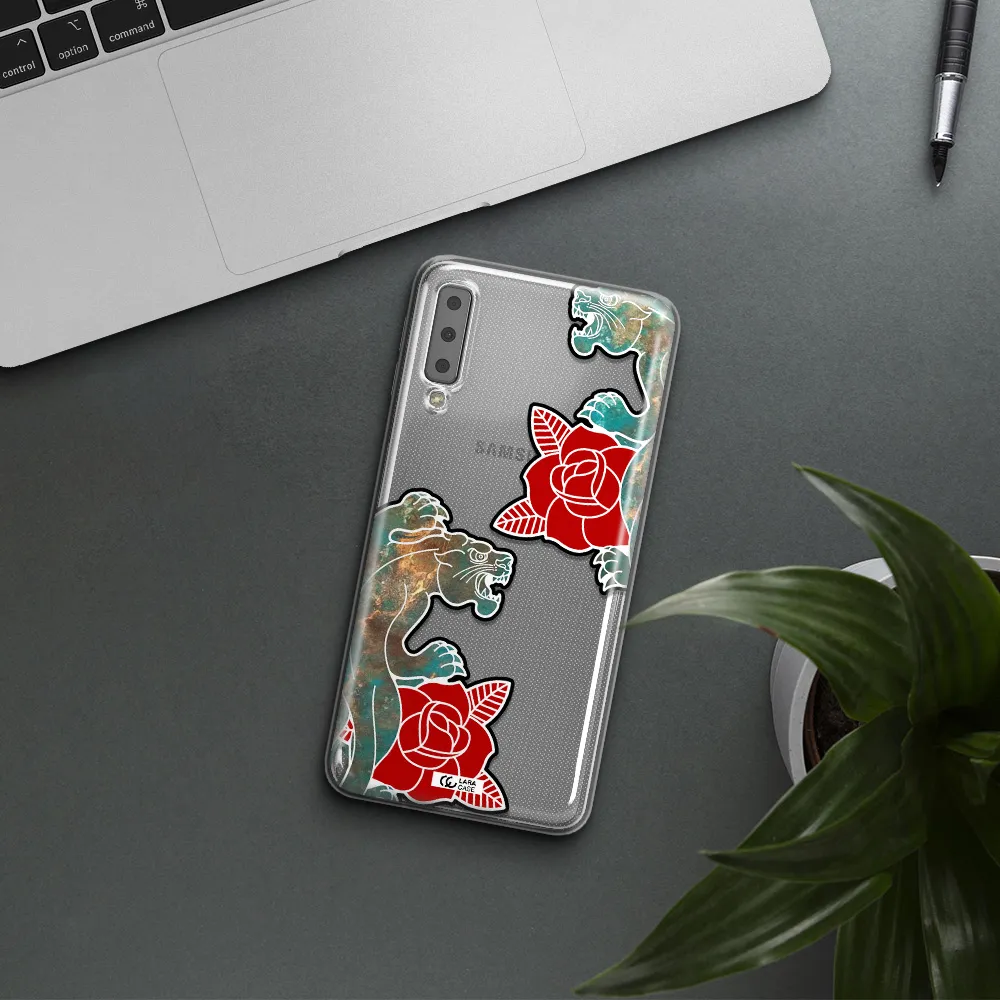 Black Panther Roses Samsung A7 2018 Clear TPU Case