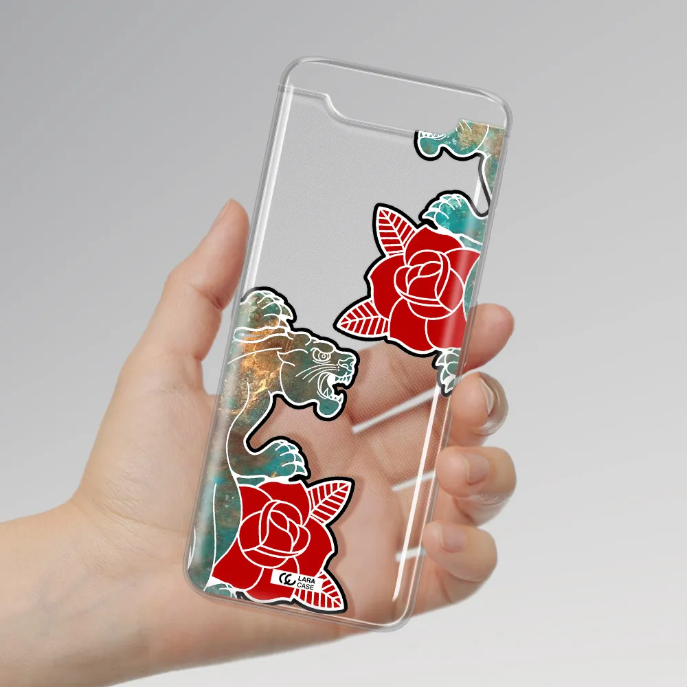 Black Panther Roses Samsung A80 Clear TPU Case
