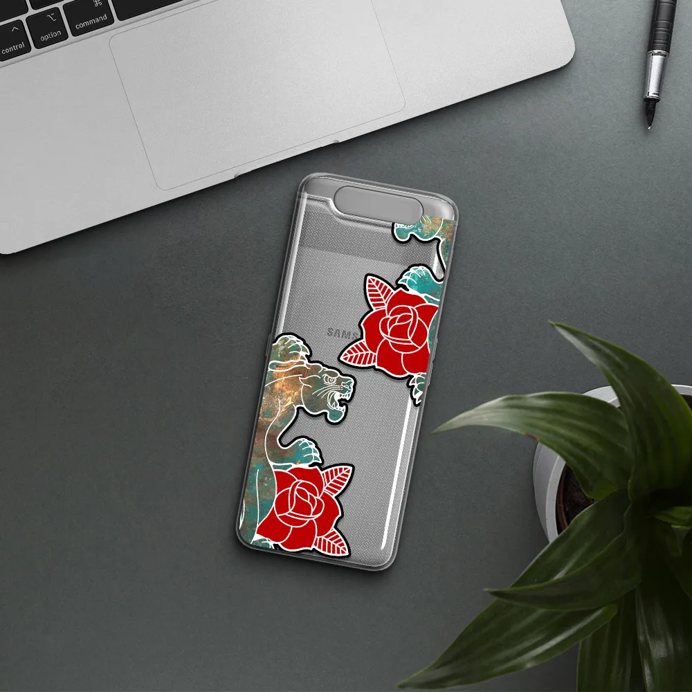 Black Panther Roses Samsung A80 Clear TPU Case
