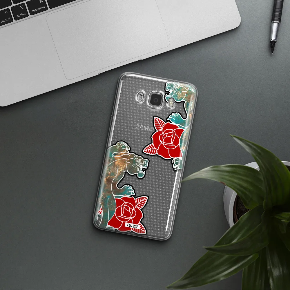 Black Panther Roses Samsung J7 2016 Clear TPU Case