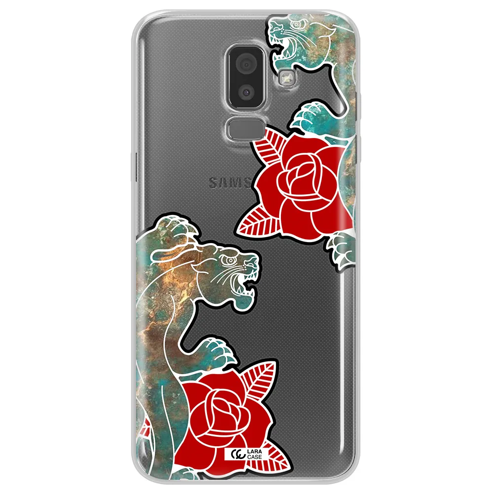 Black Panther Roses Samsung J8 Clear TPU Case