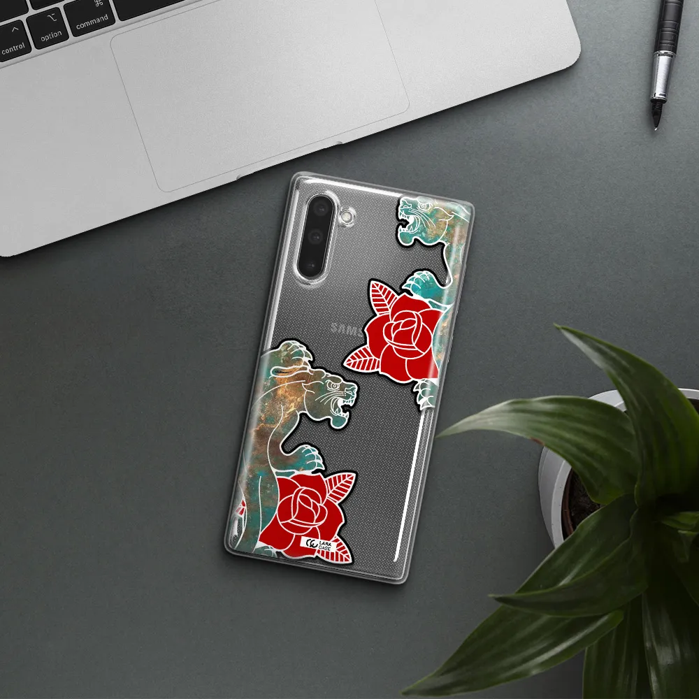 Black Panther Roses Samsung Note 10 Clear TPU Case