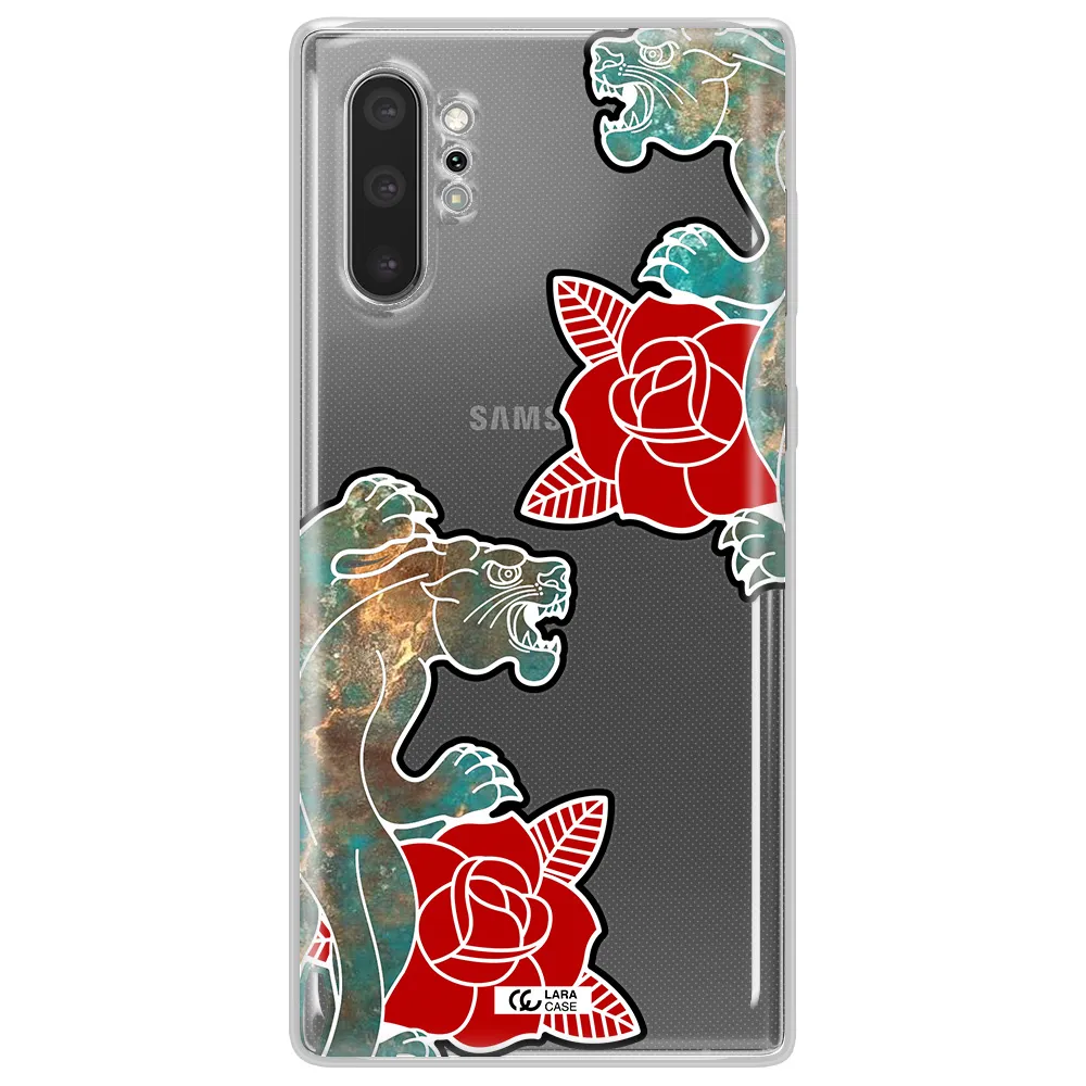Black Panther Roses Samsung Note 10 Plus Clear TPU Case