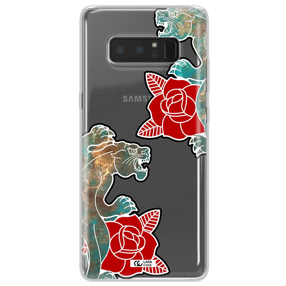 Black Panther Roses Samsung Note 8 Clear TPU Case