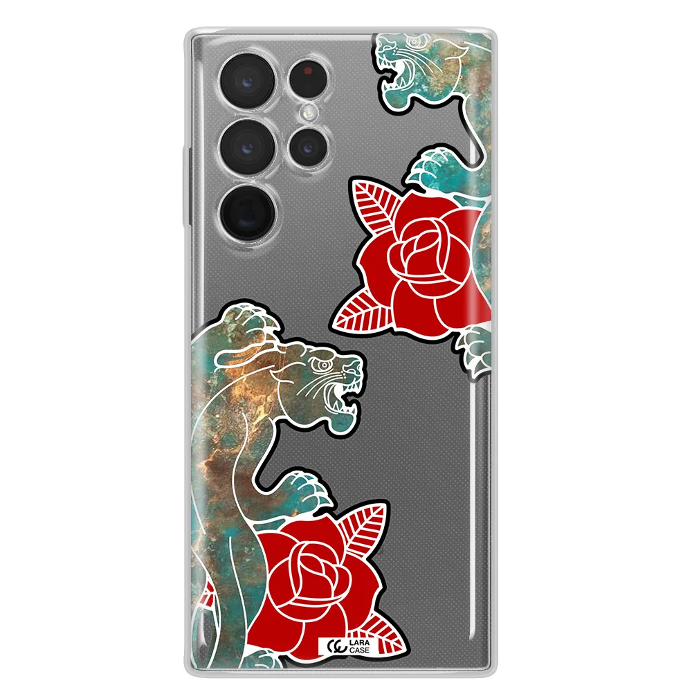 Black Panther Roses Samsung S 22 Ultra Clear TPU Case