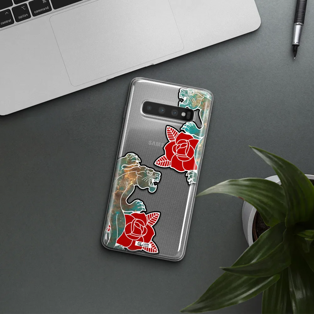 Black Panther Roses Samsung S10 Clear TPU Case