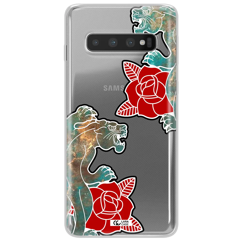 Black Panther Roses Samsung S10 Plus Clear TPU Case