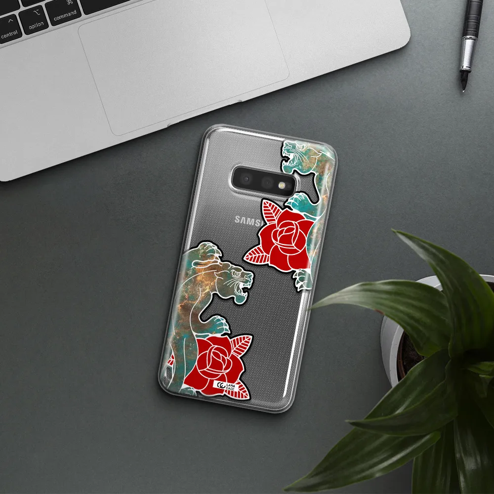 Black Panther Roses Samsung S10e Clear TPU Case