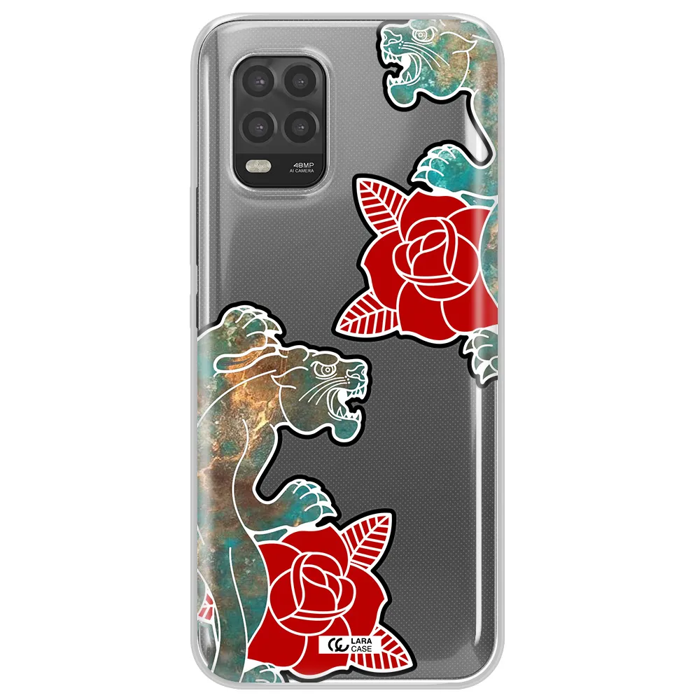 Black Panther Roses Xiaomi Mi 10 Lite Clear TPU Case
