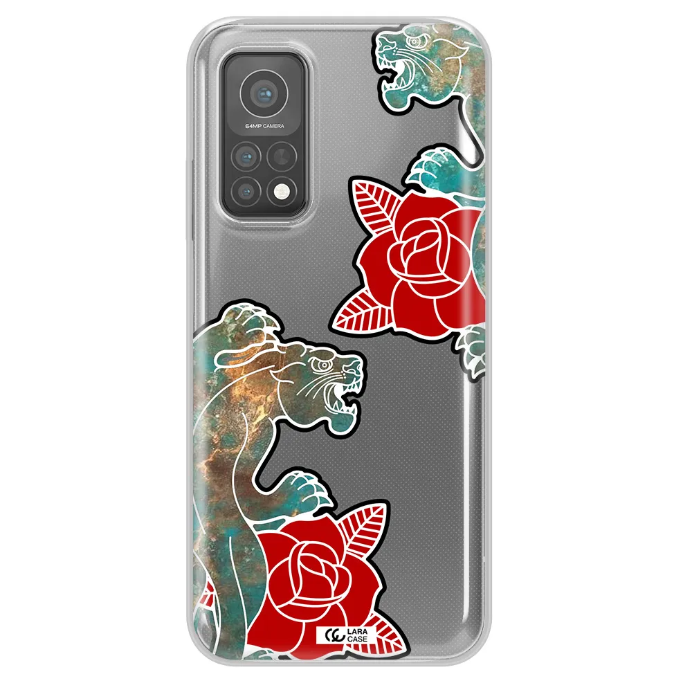 Black Panther Roses Xiaomi Mi 10 T Pro Clear TPU Case