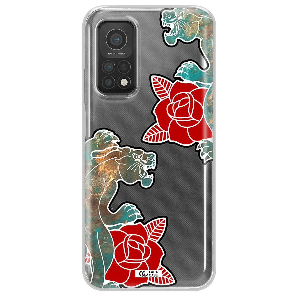 Black Panther Roses Xiaomi Mi 10T Clear TPU Case