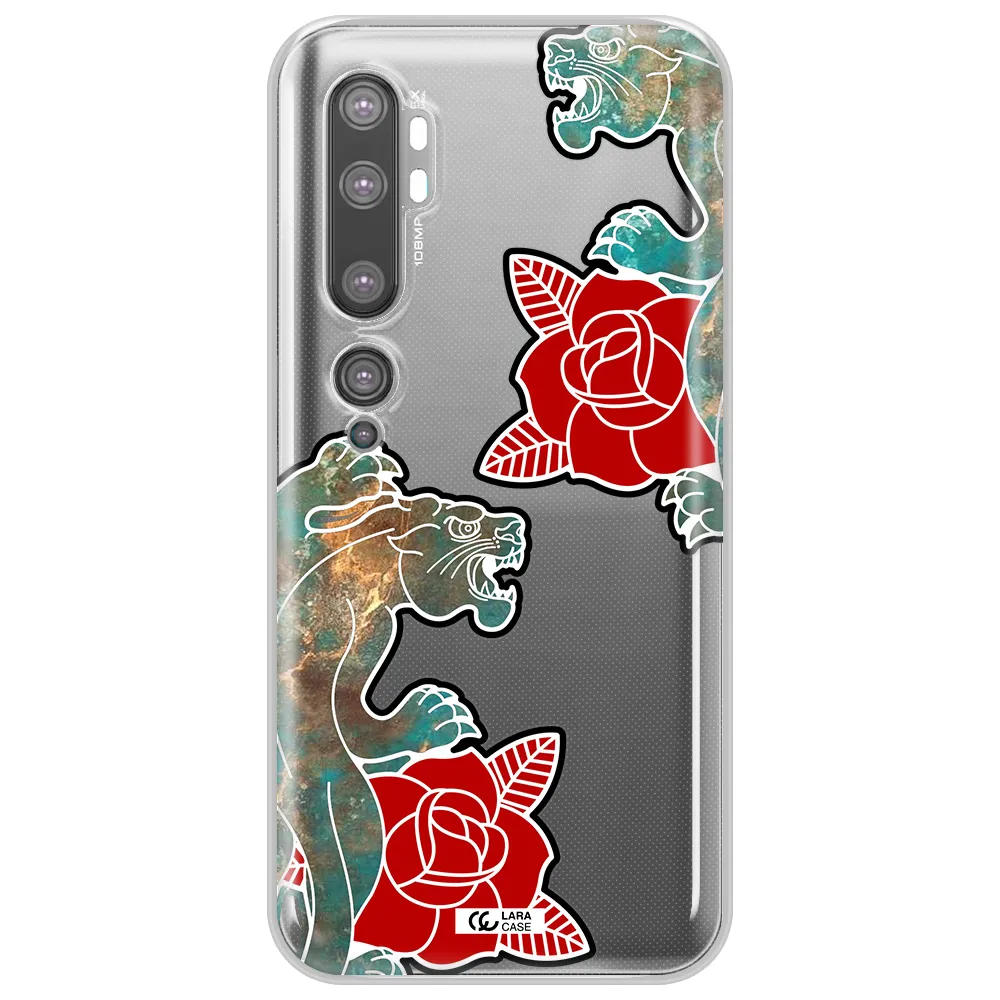 Black Panther Roses Xiaomi Mi Note 10 Clear TPU Case