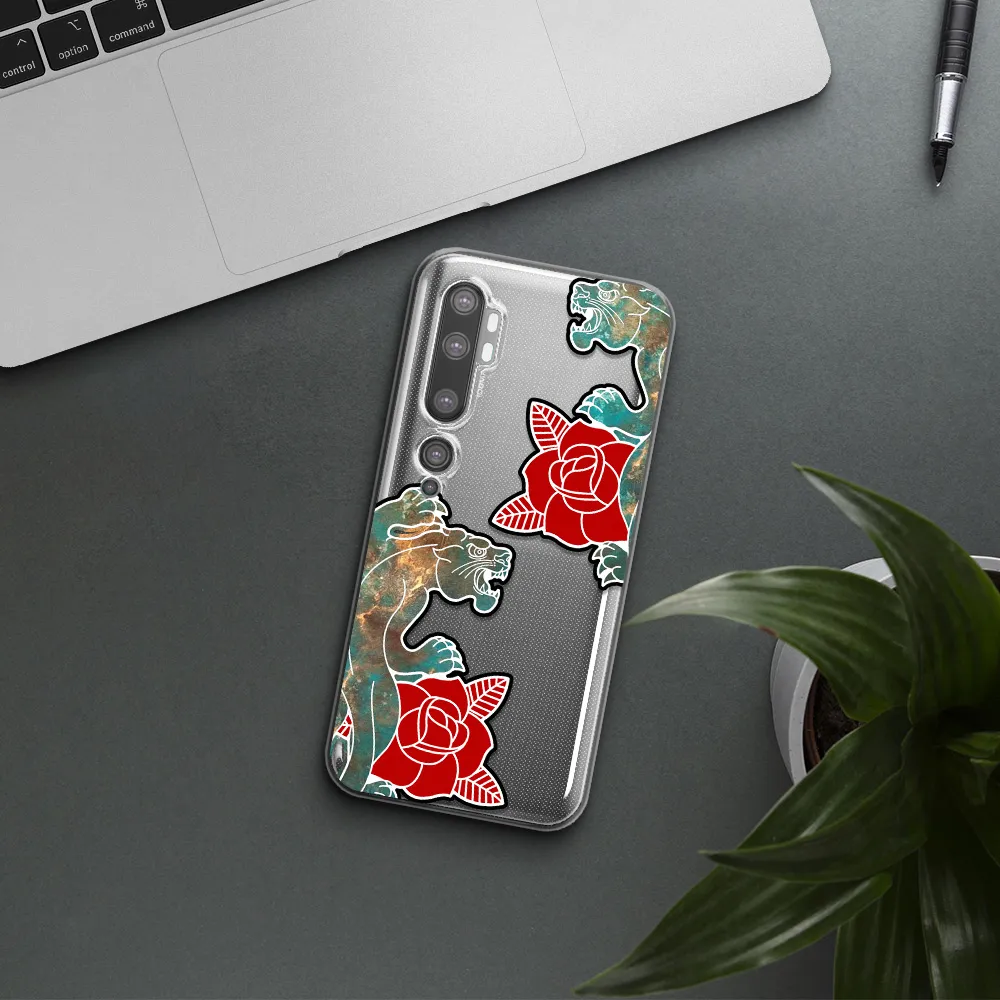 Black Panther Roses Xiaomi Mi Note 10 Clear TPU Case