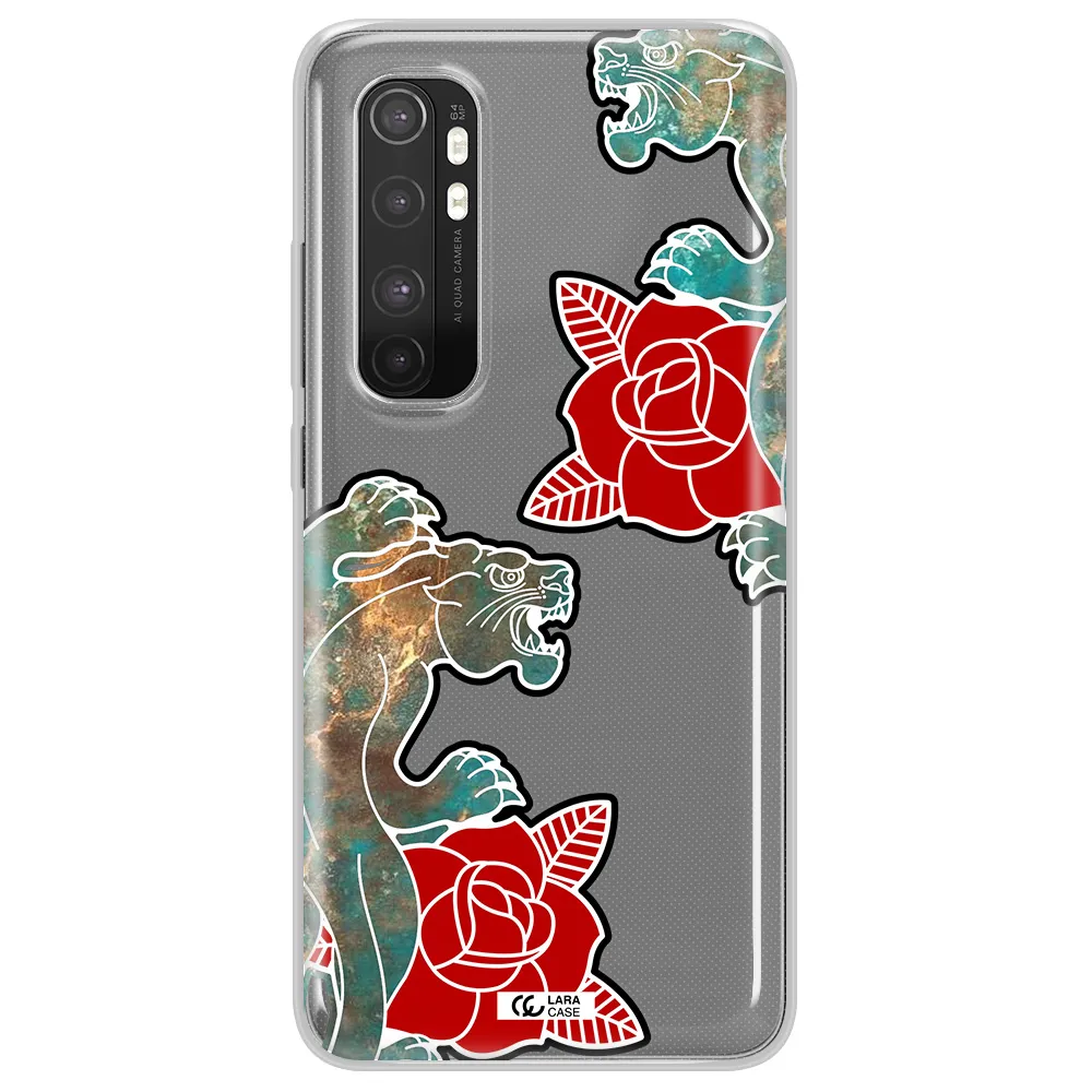 Black Panther Roses Xiaomi Mi Note 10 Lite Clear TPU Case