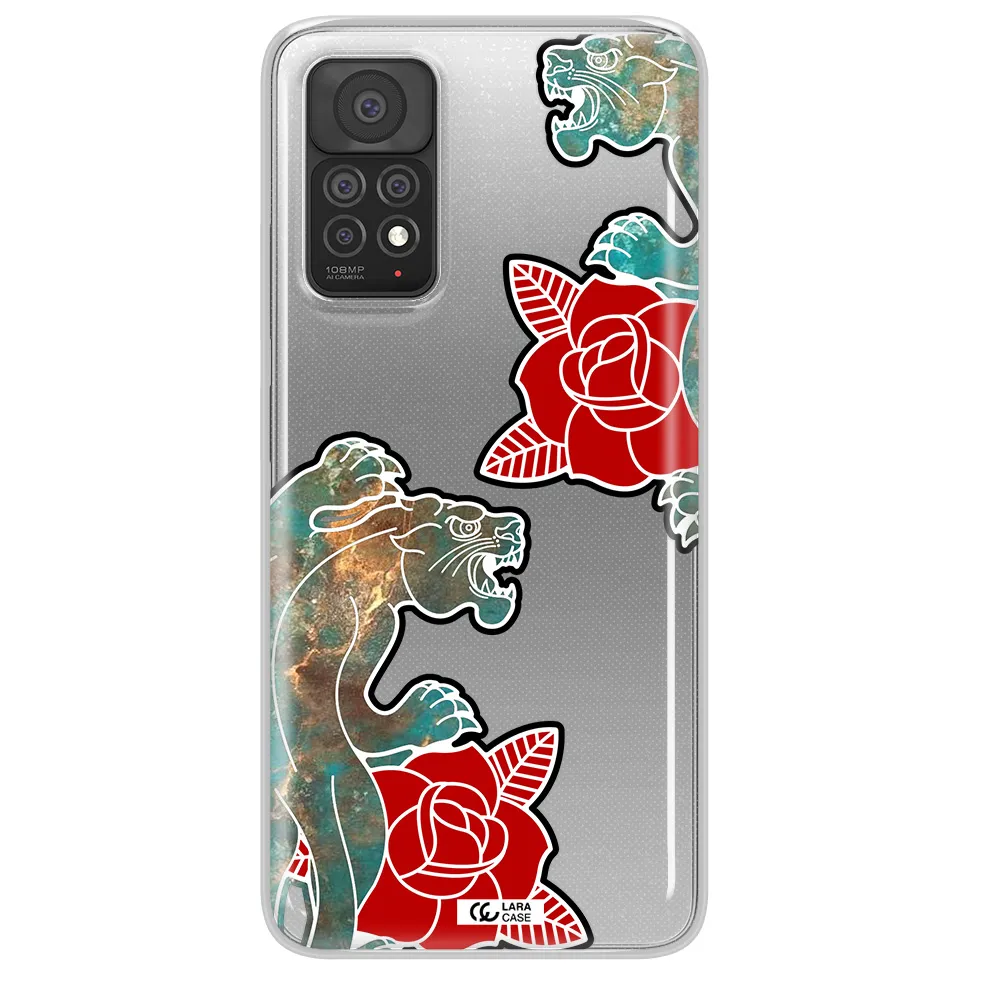 Black Panther Roses Xiaomi Note 11 Pro Clear TPU Case