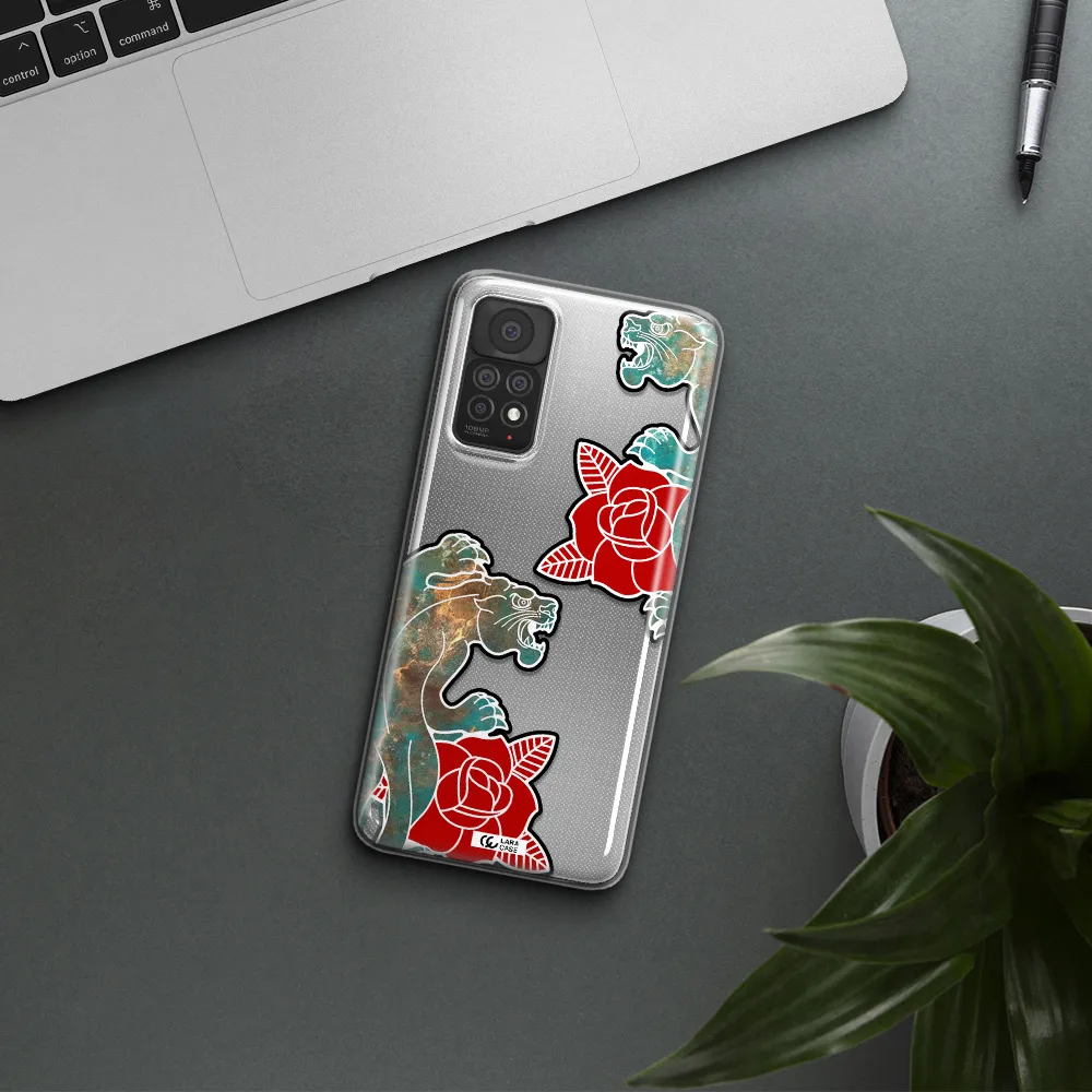 Black Panther Roses Xiaomi Note 11 Pro Clear TPU Case