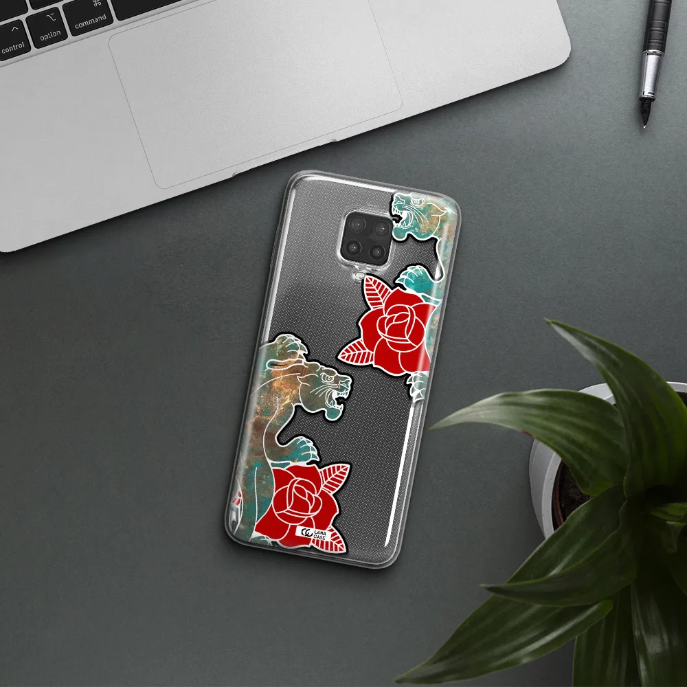 Black Panther Roses Xiaomi Note 9 Pro Clear TPU Case