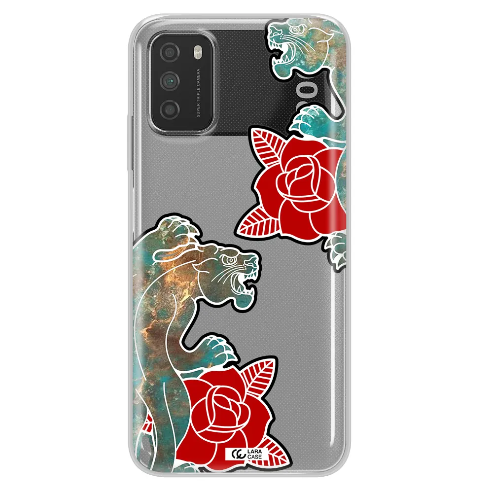 Black Panther Roses Xiaomi Poco M3 Clear TPU Case
