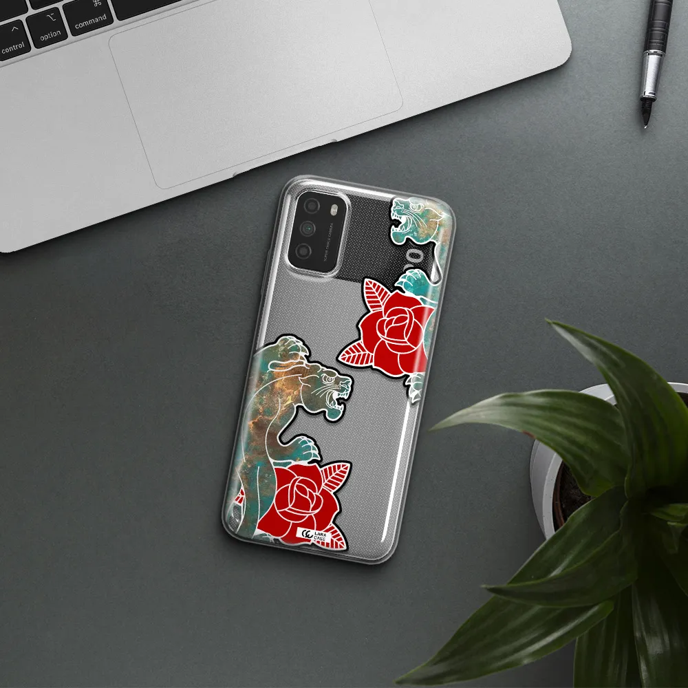 Black Panther Roses Xiaomi Poco M3 Clear TPU Case