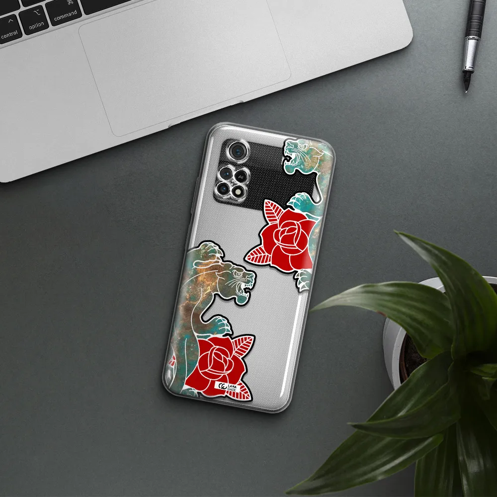 Black Panther Roses Xiaomi Poco M4 Pro 4G Clear Tpu Case