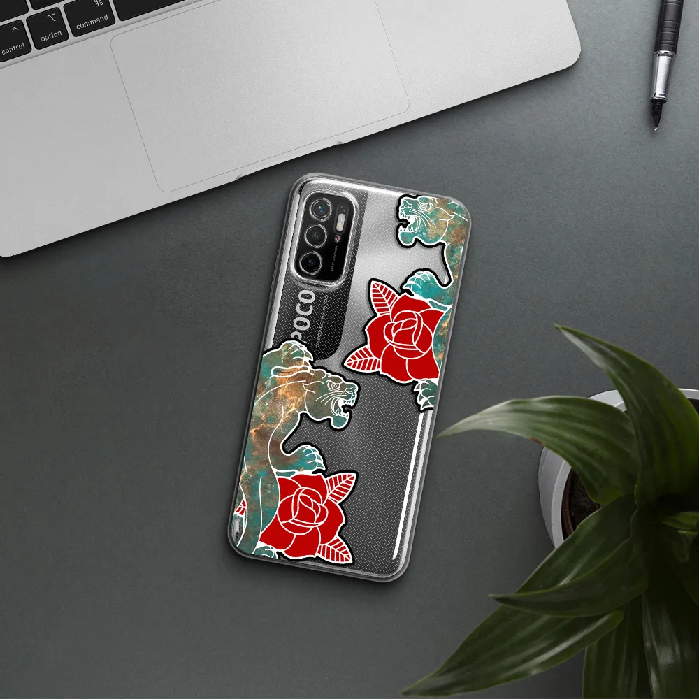 Black Panther Roses Xiaomi Poco M4 Pro 5G Clear Tpu Case