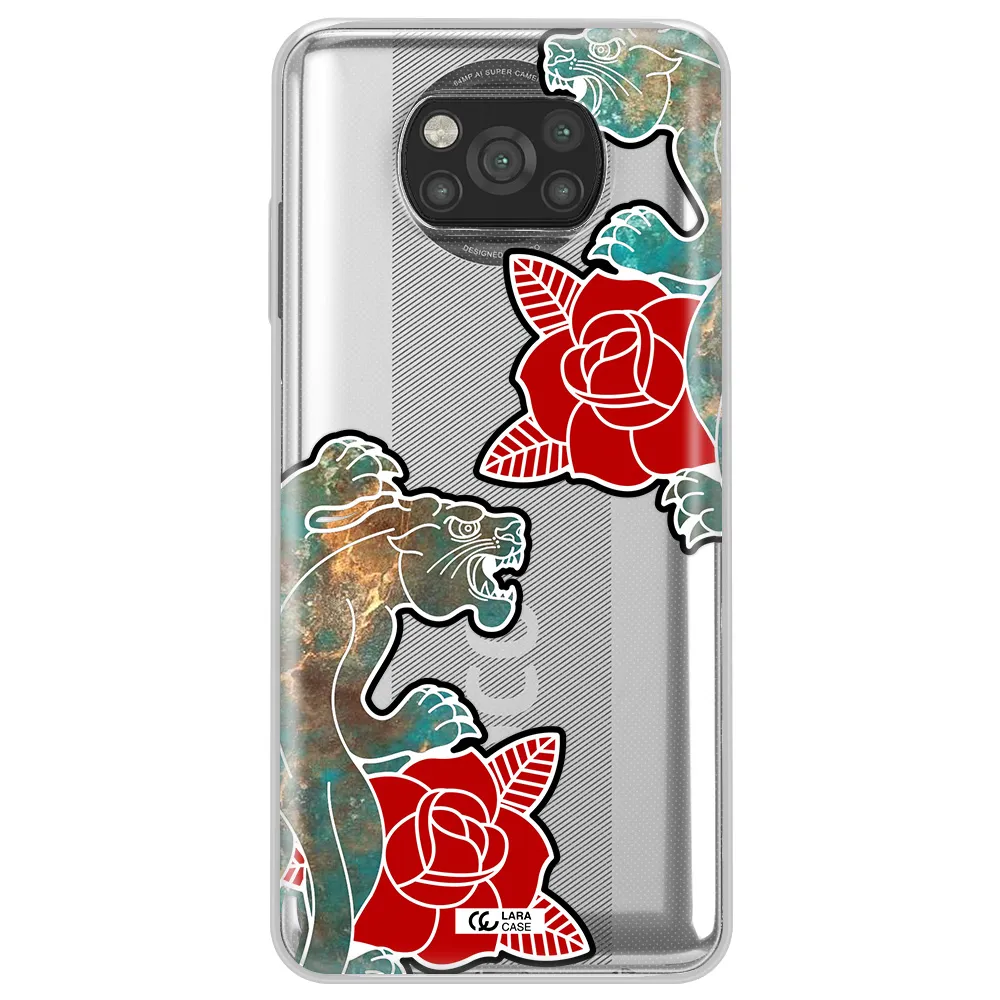 Black Panther Roses Xiaomi Poco X3 Clear TPU Case