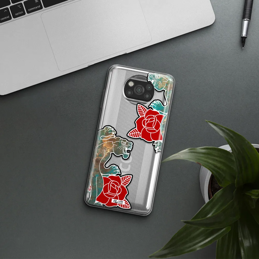 Black Panther Roses Xiaomi Poco X3 Clear TPU Case