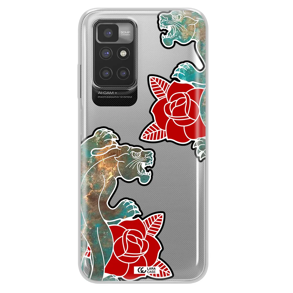Black Panther Roses Xiaomi Redmi 10 Clear TPU Case