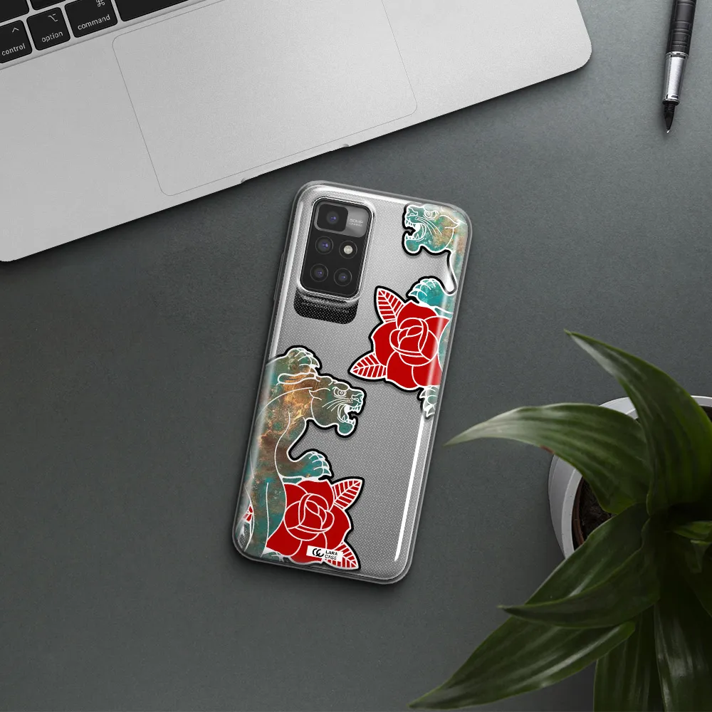 Black Panther Roses Xiaomi Redmi 10 Clear TPU Case