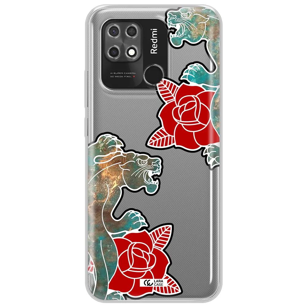 Black Panther Roses Xiaomi Redmi 10C Clear TPU Case