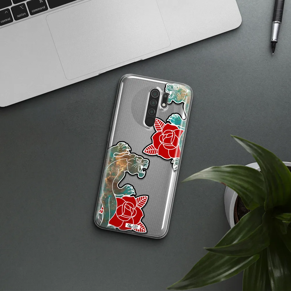 Black Panther Roses Xiaomi Redmi 9 Clear TPU Case