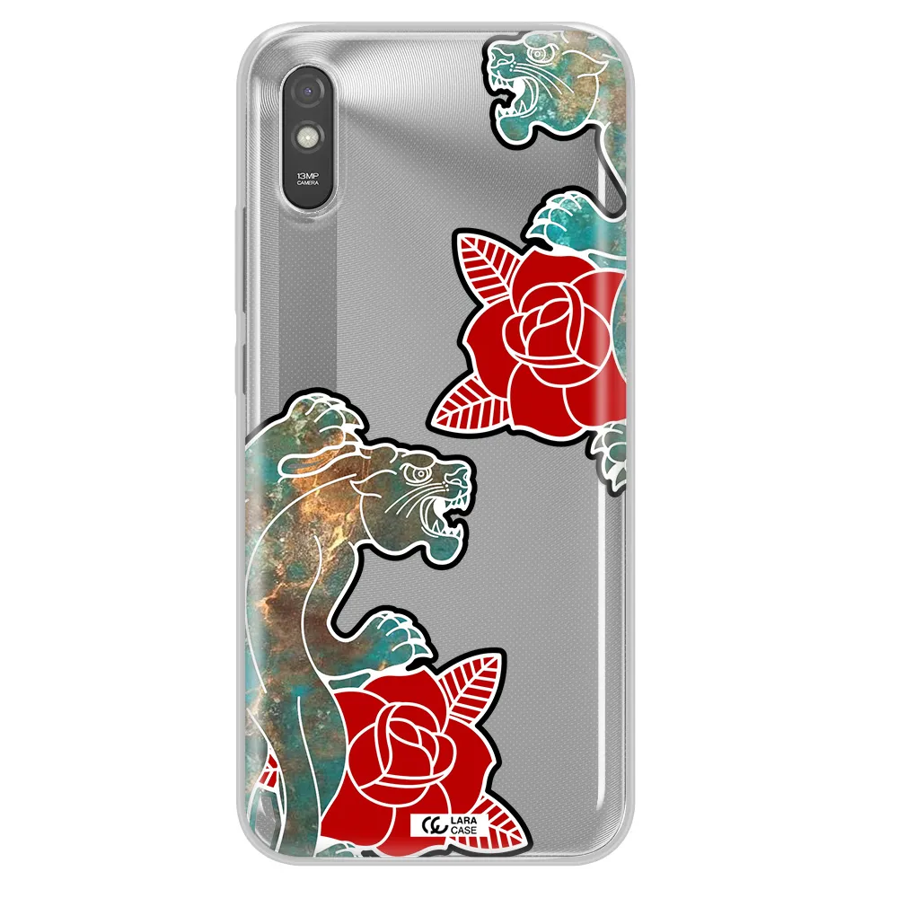Black Panther Roses Xiaomi Redmi 9A Clear TPU Case