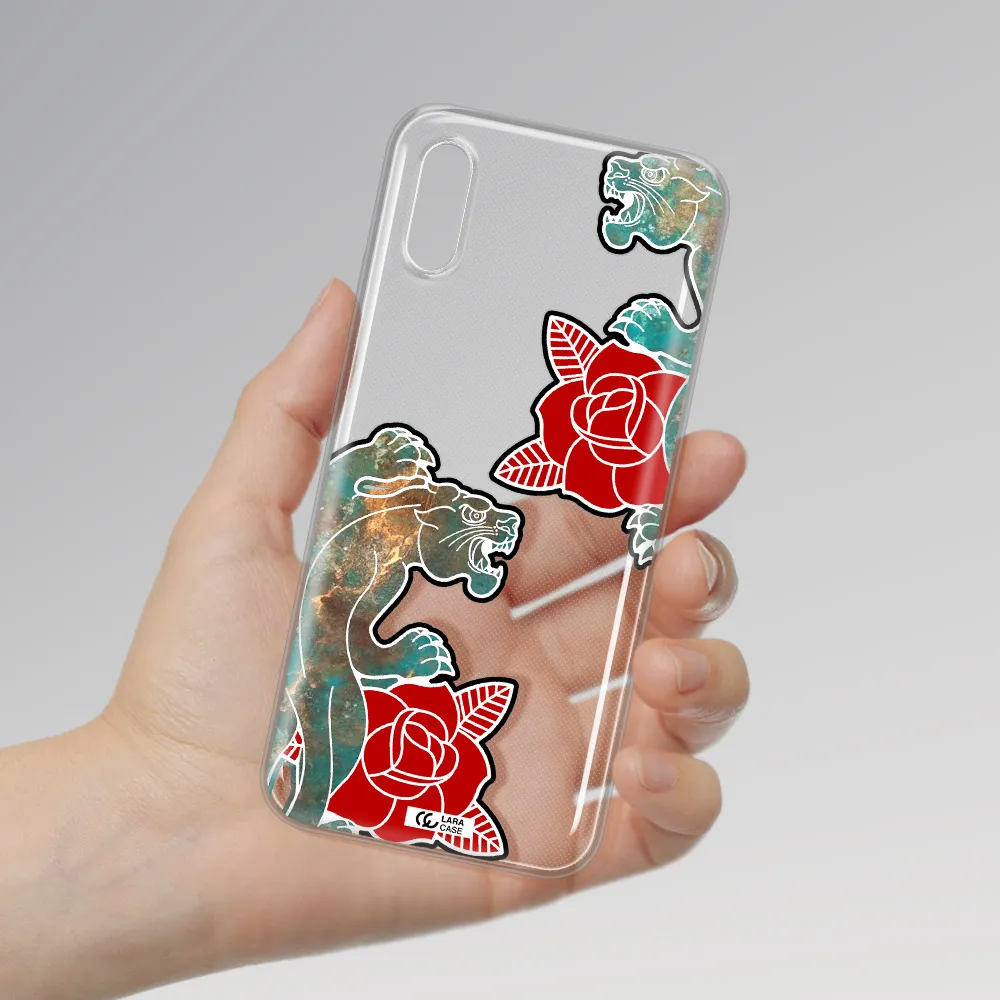 Black Panther Roses Xiaomi Redmi 9A Clear TPU Case