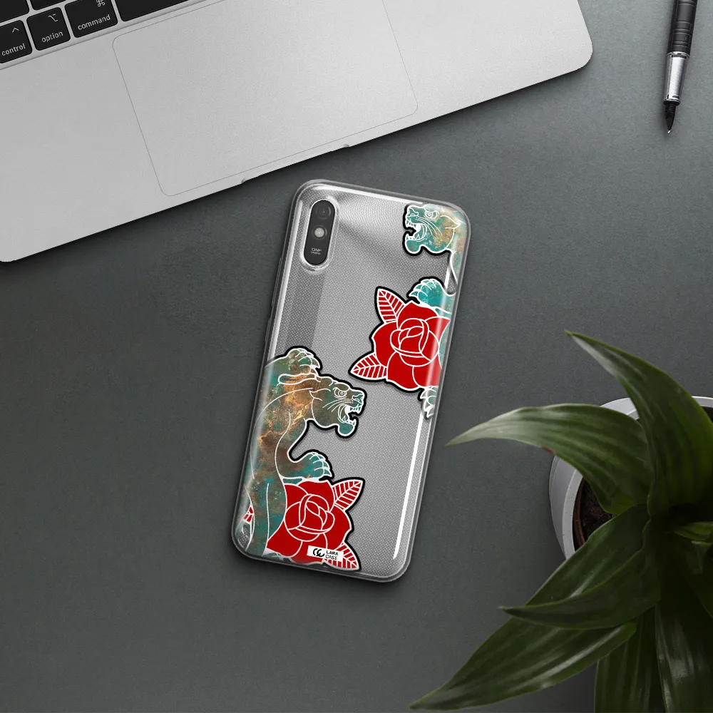 Black Panther Roses Xiaomi Redmi 9A Clear TPU Case