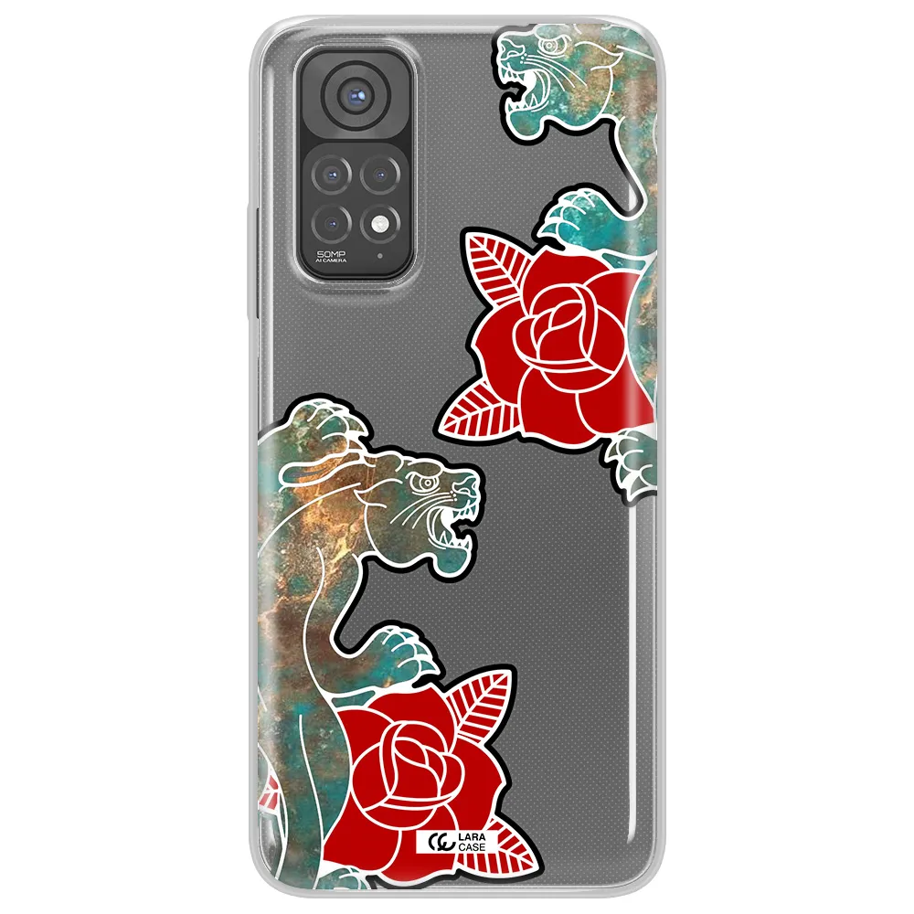 Black Panther Roses Xiaomi Redmi Note 11 Clear TPU Case
