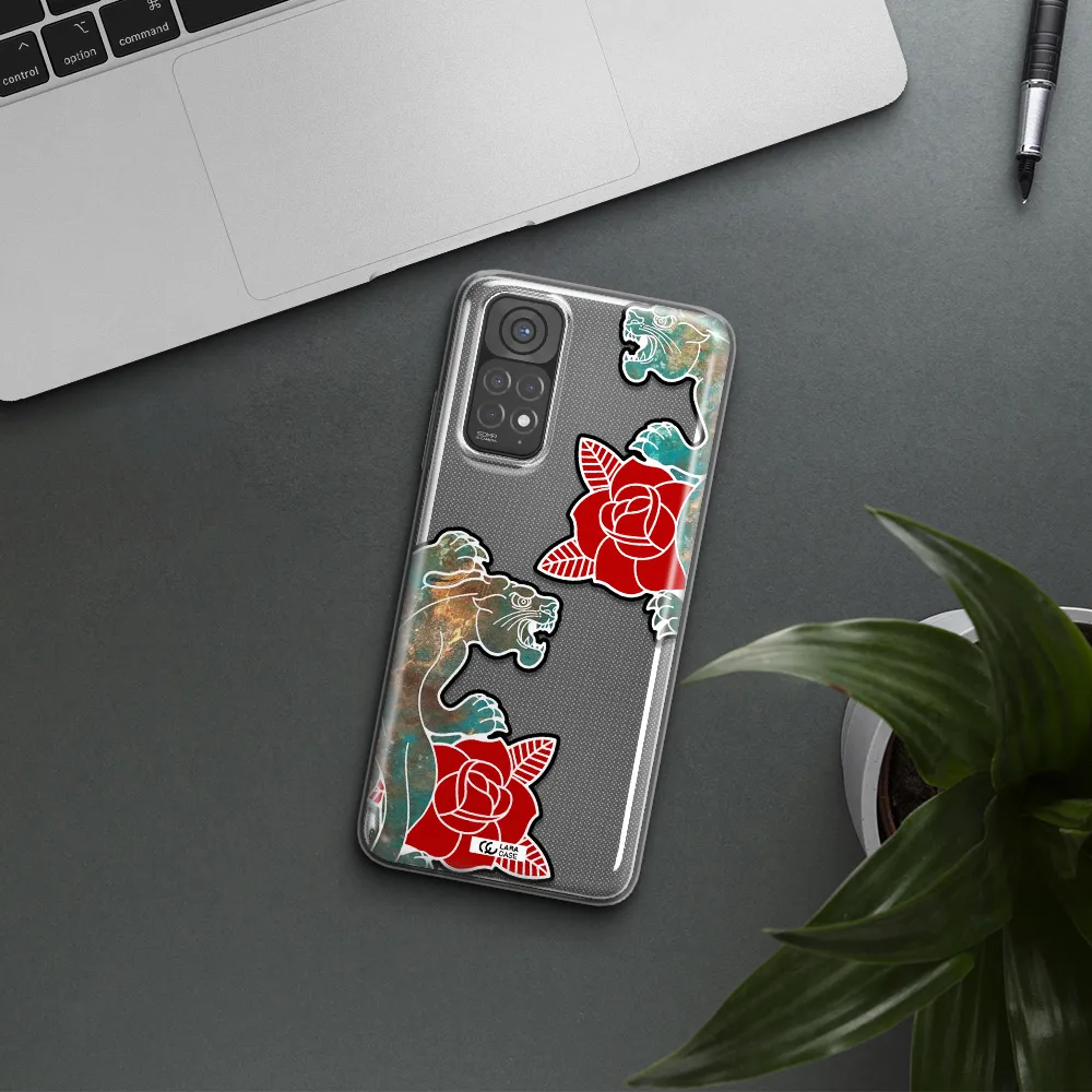 Black Panther Roses Xiaomi Redmi Note 11 Clear TPU Case