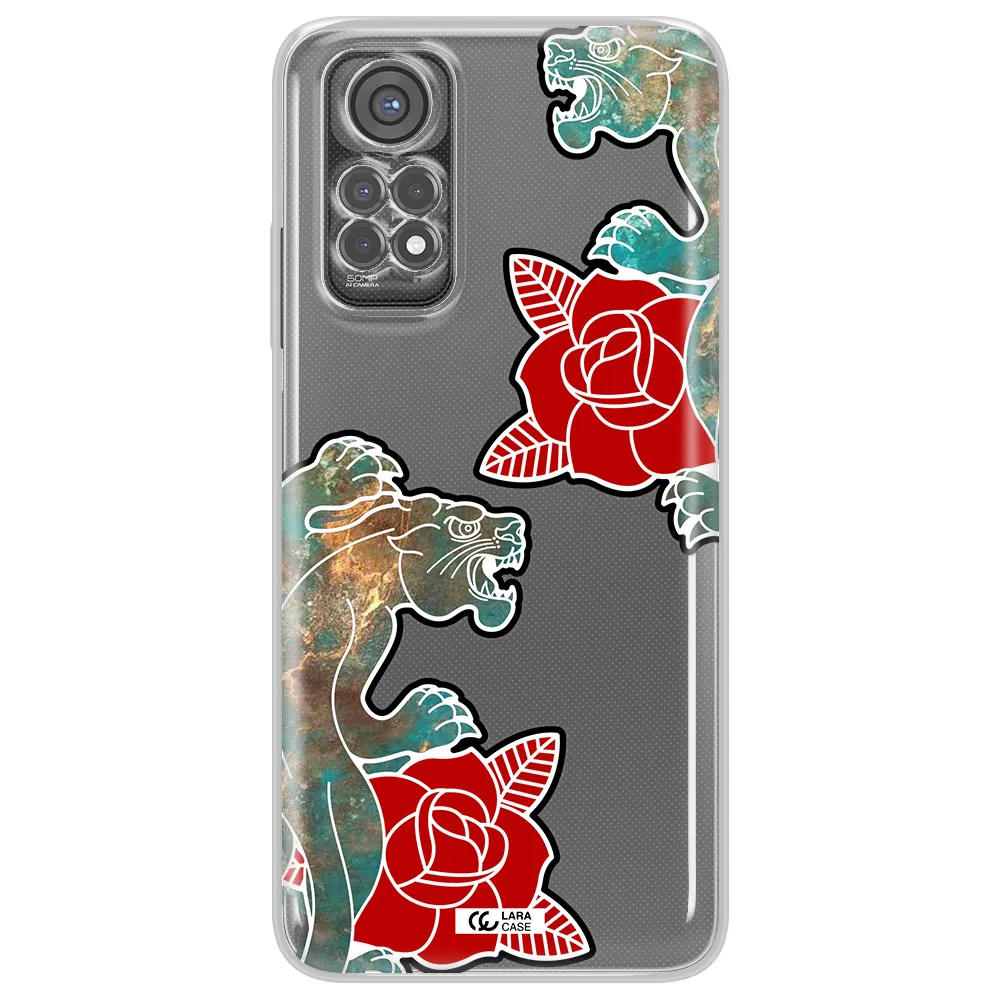 Black Panther Roses Xiaomi Redmi Note 11S Clear Tpu Case