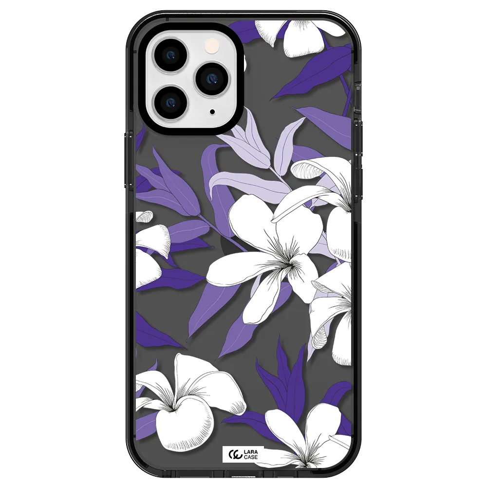 Purple Flower Apple iPhone 11 pro impact Smoke Black Case