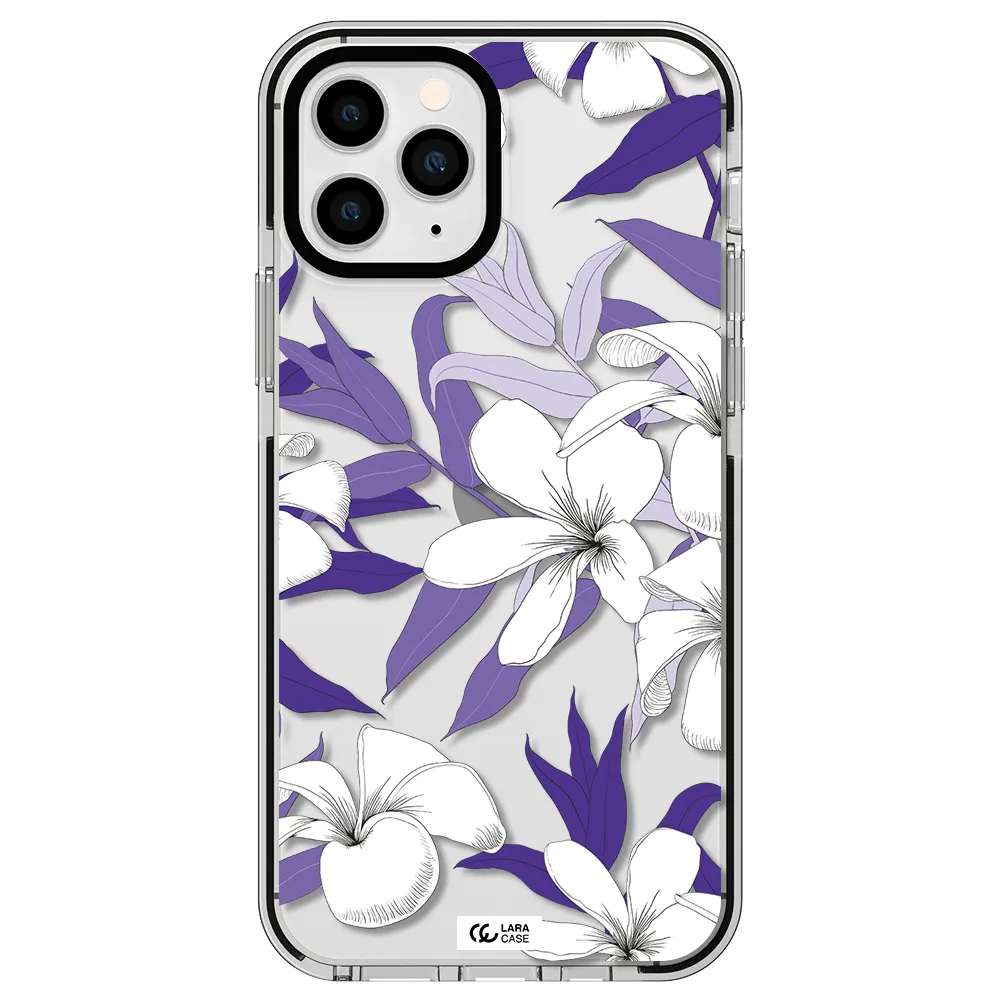 Purple Flower Apple iPhone 11 pro max impact black border Case