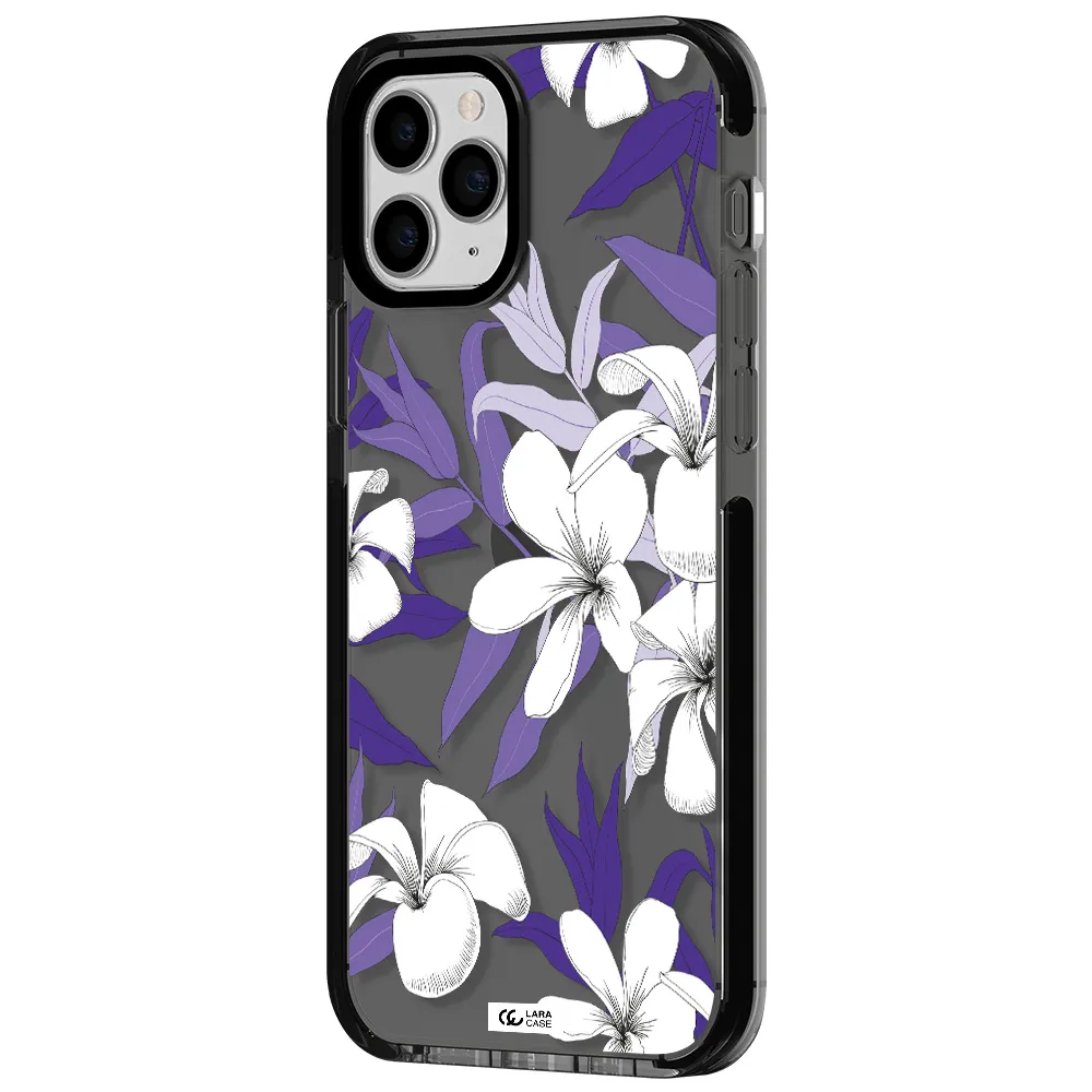 Purple Flower Apple iPhone 11 pro max impact Smoke Black Case