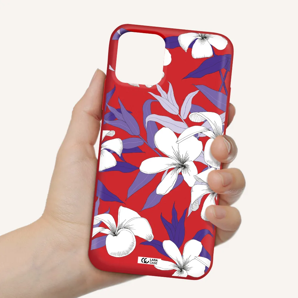 Purple Flower Apple iPhone 11 pro max Silicone Imperial Red Case