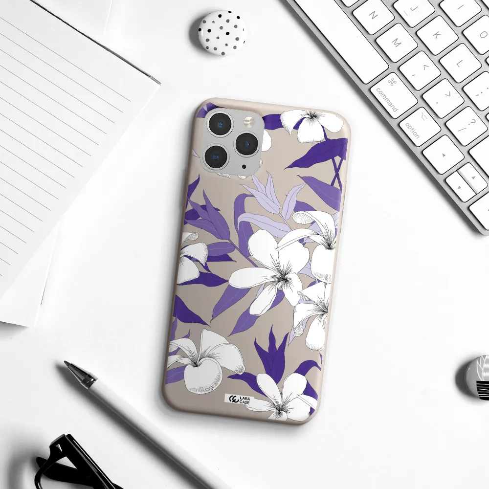 Purple Flower Apple iPhone 11 pro max Silicone Stone Case