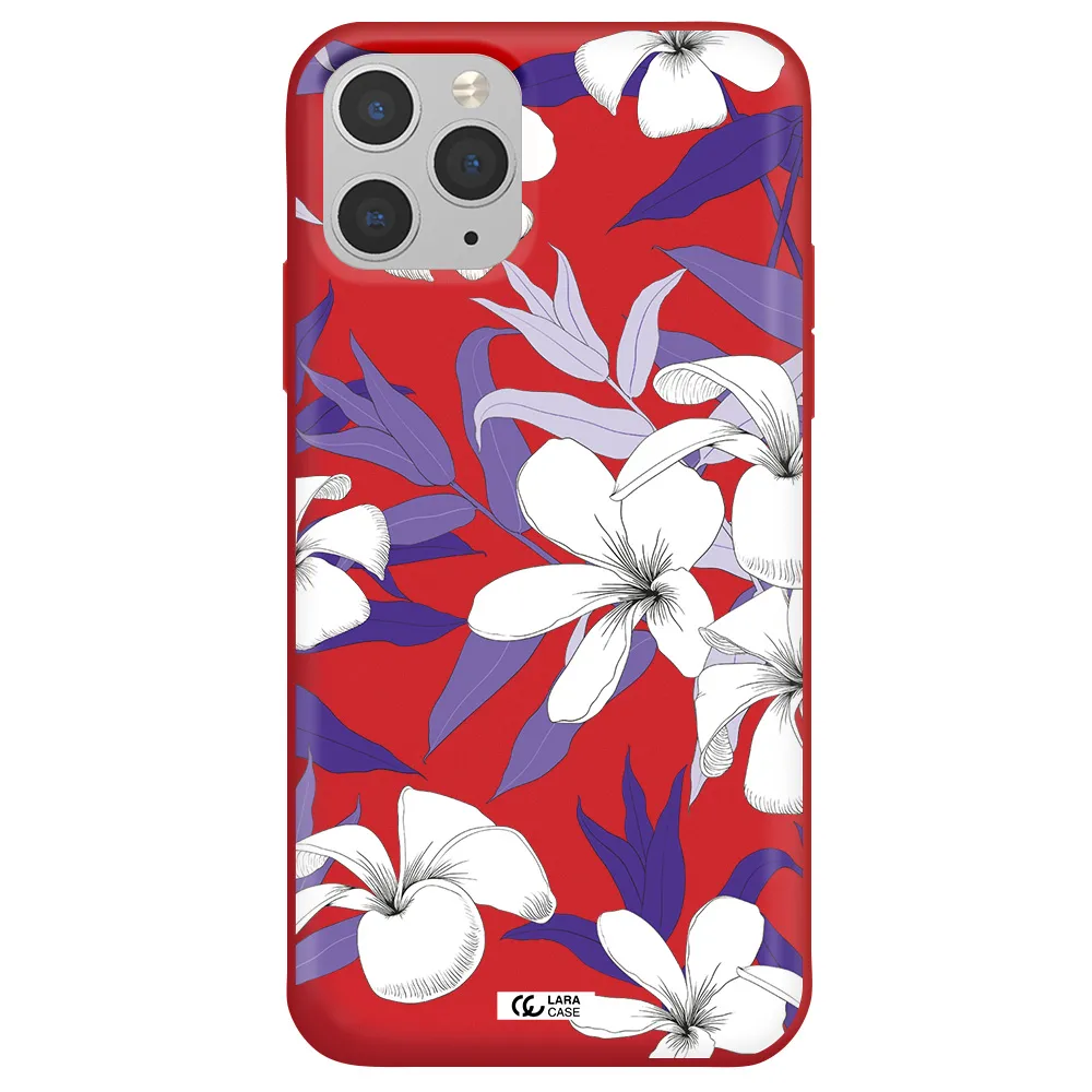 Purple Flower Apple iPhone 11 pro Silicone Imperial Red Case