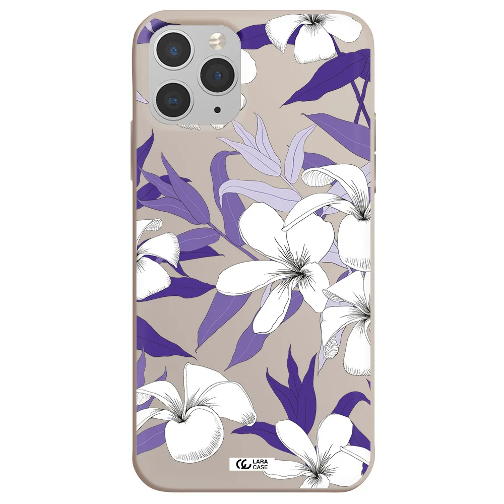 Purple Flower Apple iPhone 11 pro Silicone Stone Case