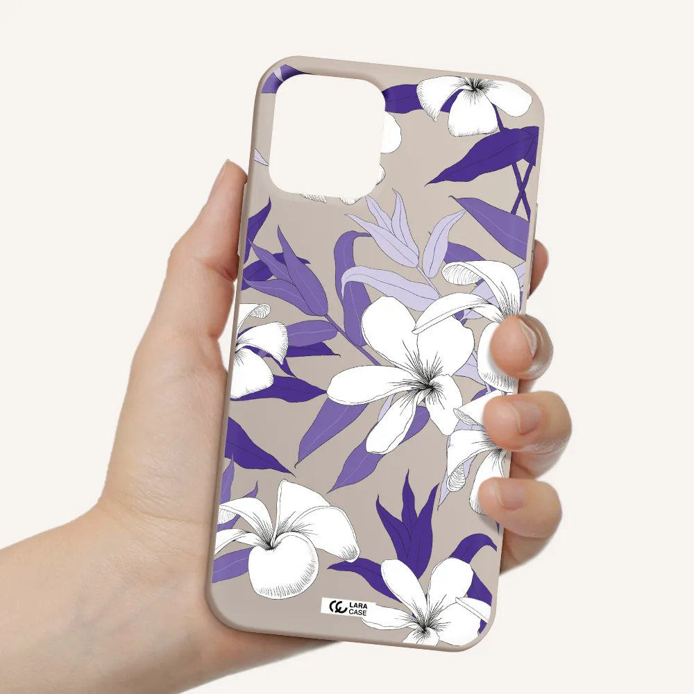 Purple Flower Apple iPhone 11 pro Silicone Stone Case