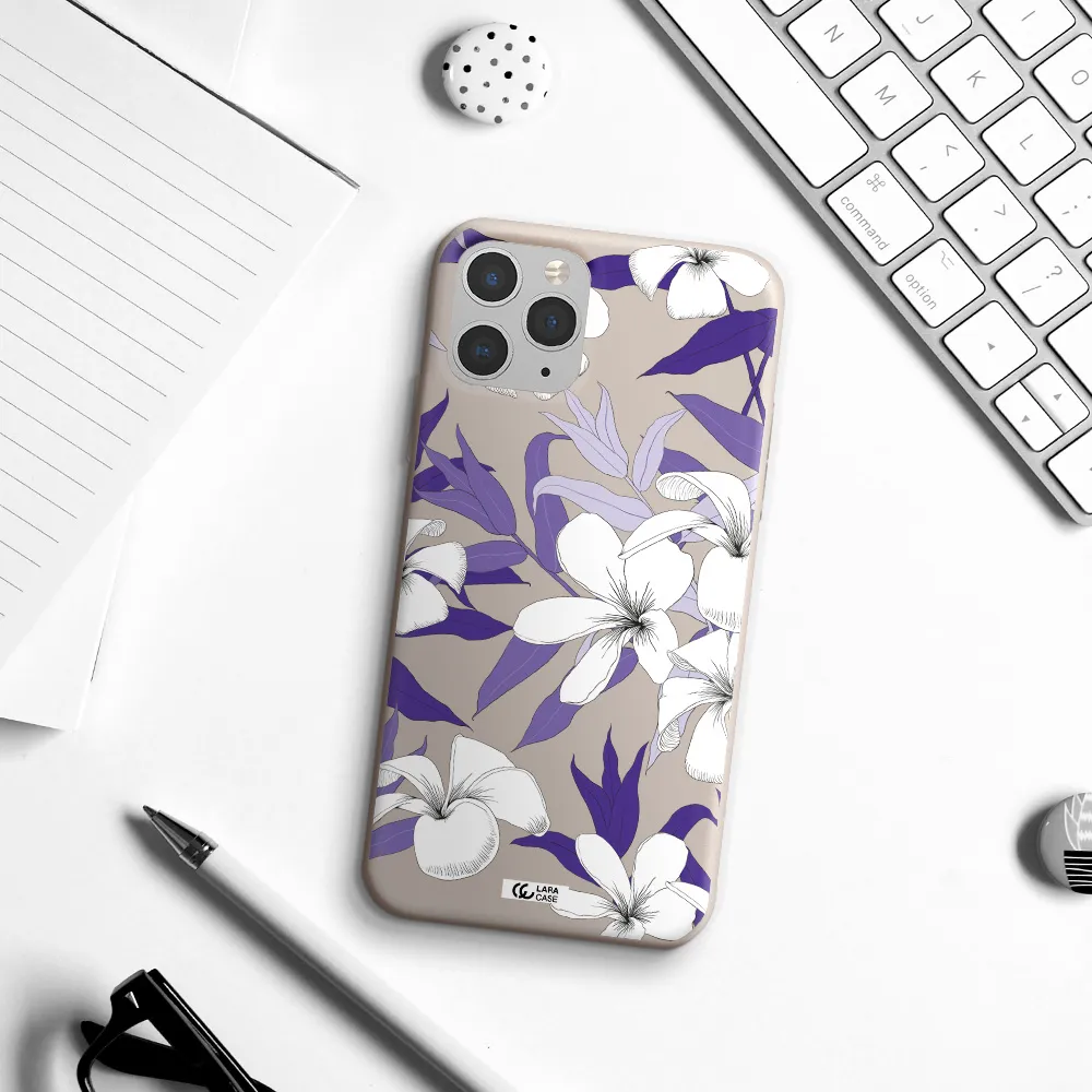 Purple Flower Apple iPhone 11 pro Silicone Stone Case